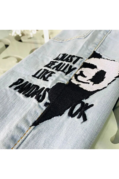 Marka Sensin Kids Girl's Special Design Panda Printed Pink T-Shirt Jeans Pants Hat 3 Piece Set