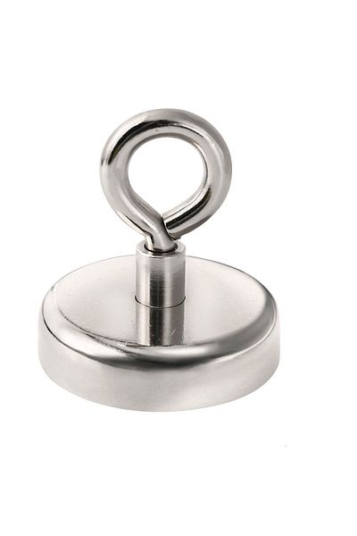 BOEM Magnet puternic de pescuit din neodim D60 mm 100 KG, cârlig inelar pentru ridicare și găsirea obiectelor metalice, pescuit din fier