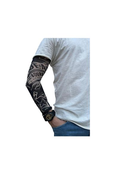 BOEM Manșon tatuaj temporar, model bourbon, imprimare 3D, cu protecție solară pentru brațe, mărime universală,
