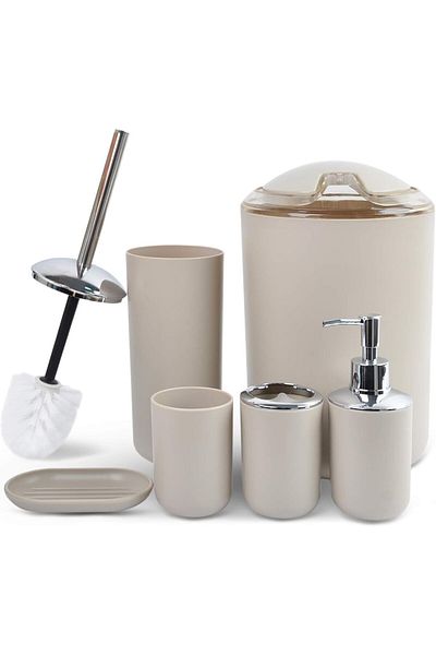Nobrand Serbor Bathroom Accessory Set, 6 Pieces (Beige)