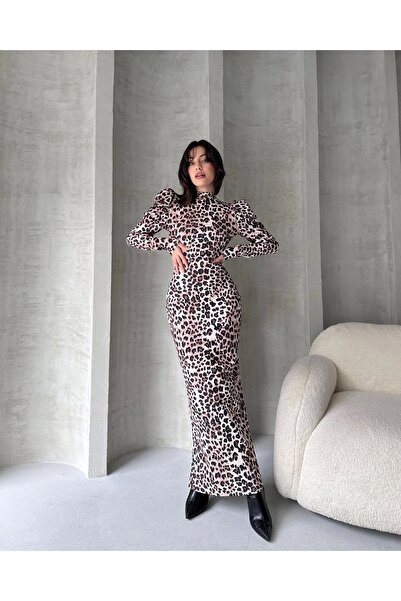 Lior Design Back Low-cut Leopard Print Dress