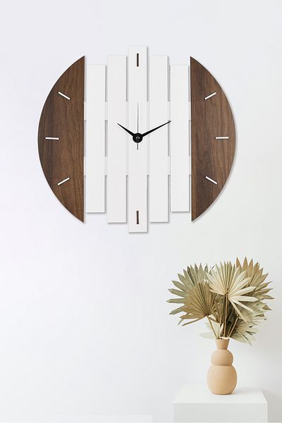 İnfigo Concept Decorative Wooden Black Wall Clock Large Size 41X45 cm Wall Clock - Atlas
