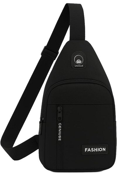 Generic Black Chest Bag for Men - Waterproof Single Shoulder Travel and Pilgrimage Bag