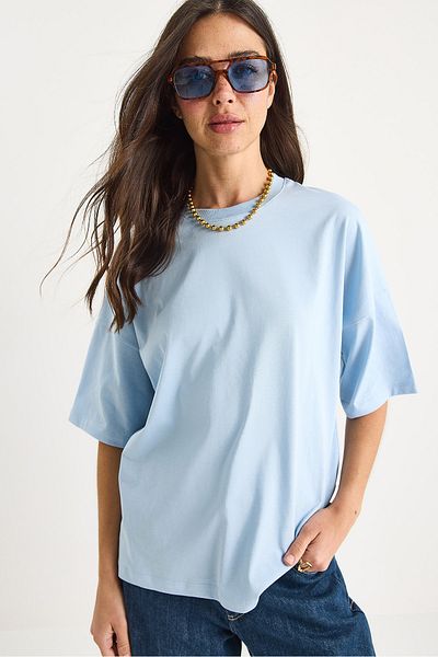 Bianco Lucci Γυναικείο 100% οργανικό βαμβάκι Oversize Basic T-Shirt 60602065