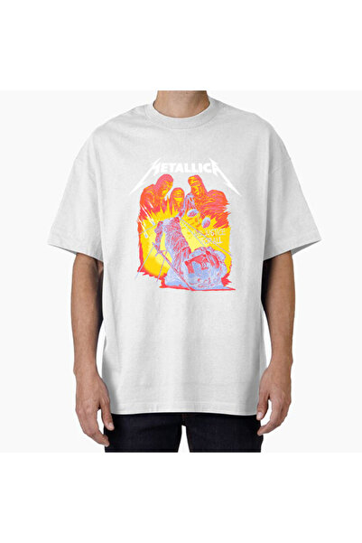 COMVİCHO تي شيرت مطبوع بتصميم ميتال 32 للجنسين