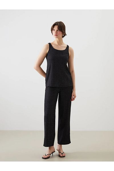 LC Waikiki Lcwaikiki Classic Black Elastic Waist Polka Dot Women's Trousers