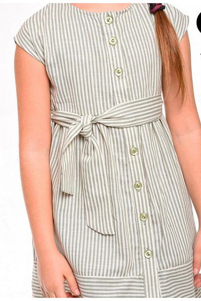 Marka Sensin Kids Girl's Striped Printed Belted Mini Dress