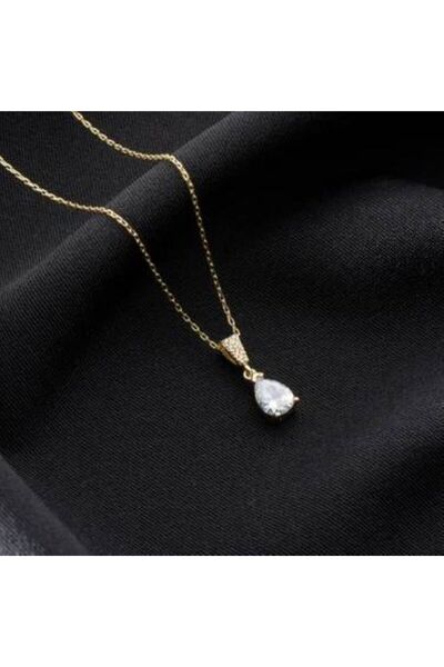 Herşey Nota قلادة نسائية من حجر الزركون - 55 سم ستانلس ستيل، تصميم لامع وأنيق