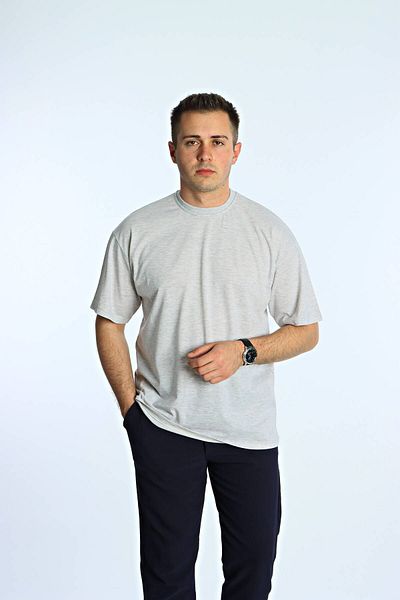 eg38 Kral23 Απλό Ovr T-Shirt Ανοιχτό Γκρι