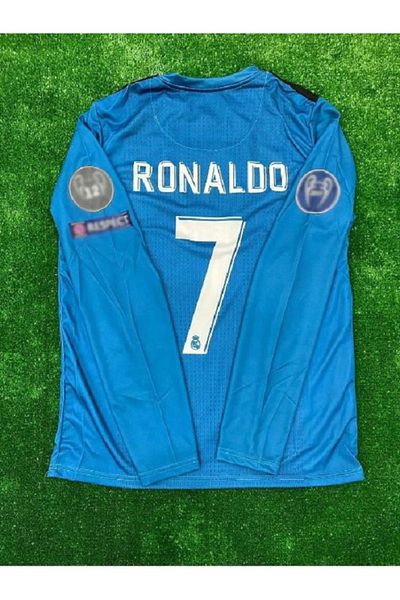 Lion Spor Real Madri'd Ronaldo 2018 τιρκουάζ ποδόσφαιρο Μακρυμάνικη φανέλα ενηλίκων ls