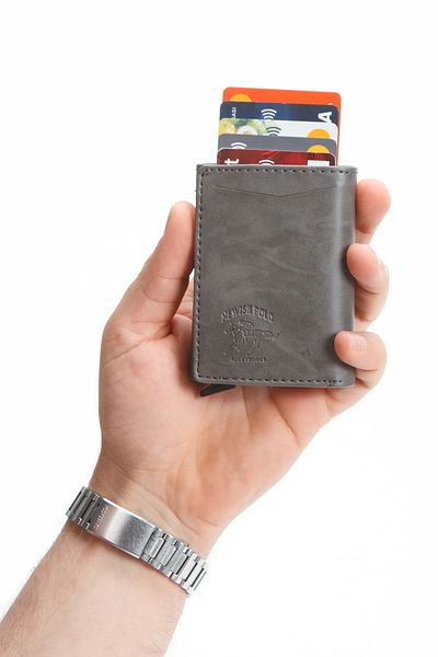 Newish Polo RFID Featured Wallet Credit Card Holder with Mechanism - Artificial Leather