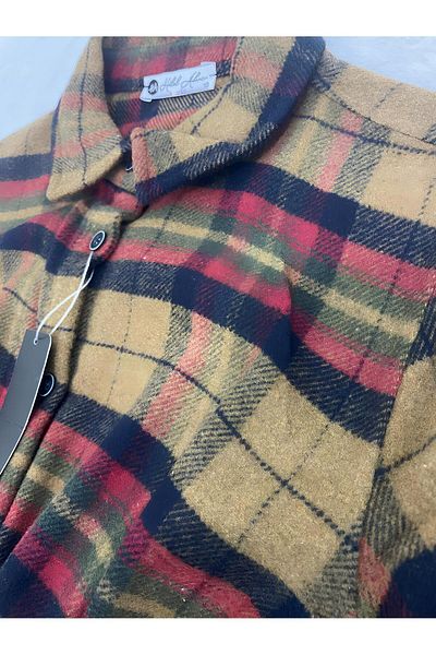 Marka Sensin Kids Girl's Lumberjack Patterned Special Design Brown Dress