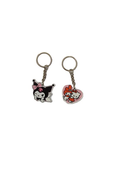 ada çanta kırtasiye سلسلة مفاتيح معدنية مع شخصية شخصية (Kuromi/My Melody) (إجمالي 2 قطعة)
