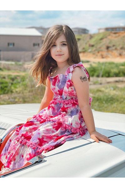 Marka Sensin Kids Girl's Tasseled Guiped Cotton Viscose Long Dress