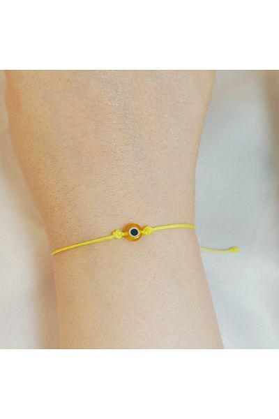 Crystal Atelier Handmade Macrame Yellow Evil Eye Beaded Bracelet–Adjustable Luck Evil Energy Protection Bracelet