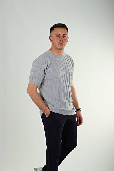 eg38 Tk Grassland Knitwear T-Shirt Ανοιχτό Γκρι