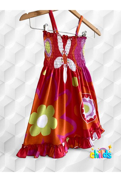 childs Summer Girl's Gipeli Floral Print Ruffle Dress