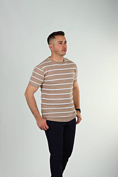eg38 Tk Διάτρητο Πλεκτό T-Shirt Καφέ