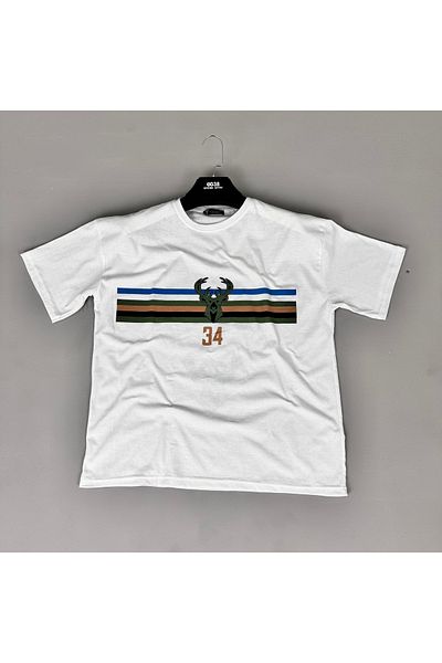 eg38 Tmb Geyik Oversize T-Shirt White