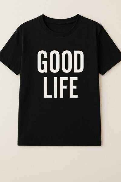 MAGORS تي شيرت أسود مطبوع عليه نص GraffTee