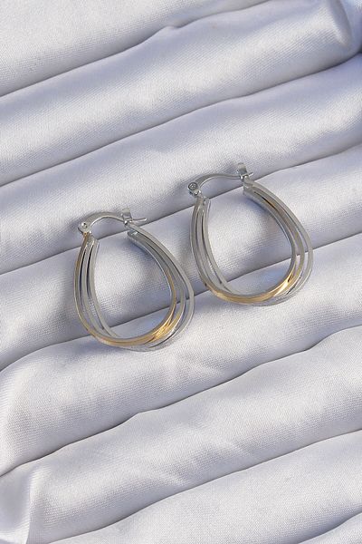 Skygo Brass Gold Silver Colored Oval Multiple Look Earrings - Tj-Bkp9223