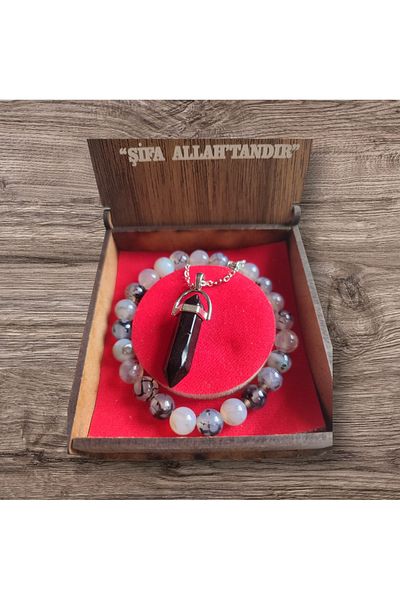 Markasız ucuz Natural Healing Stone Necklace Bracelet Set