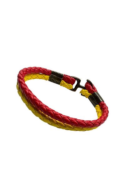 Herşey Nota Yellow Red Fan Leather Bracelet – Unisex Adjustable Sports Bracelet Men Women