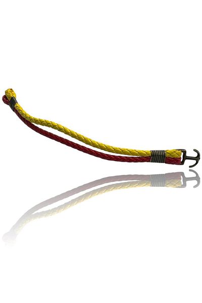 Herşey Nota Yellow Red Fan Leather Bracelet – Unisex Adjustable Sports Bracelet Men Women