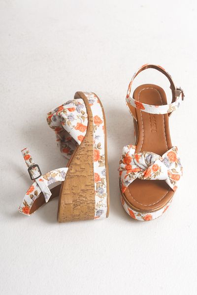 Shoesers Pantofi cu toc cu pană cu design floral special pentru femei, sandale casual
