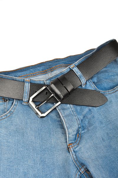 Rizz up Men's Black 100% Genuine Leather Sports Jeans Belt 4.5 cm Suitable for Jeans and Canvas Pants Belt 2502634