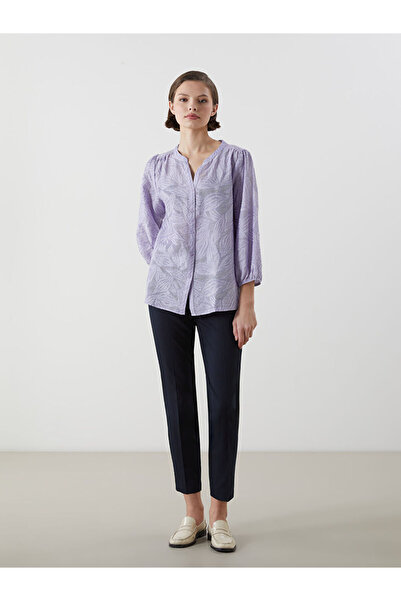 LC Waikiki Lcwaikiki Classic Purple  Collar Embroidery Women Blouse S5Ke69Z8Nvy25