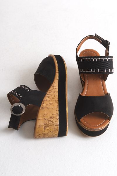 Shoesers Wedge Heeled Casual Shoes, Suede Sandals