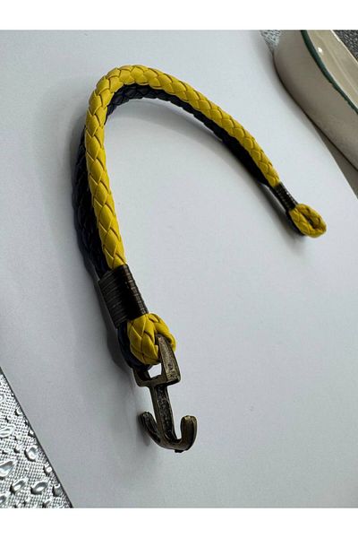 Herşey Nota Yellow Navy Blue Fan Bracelet – Unisex Leather Sports Bracelet Men Women