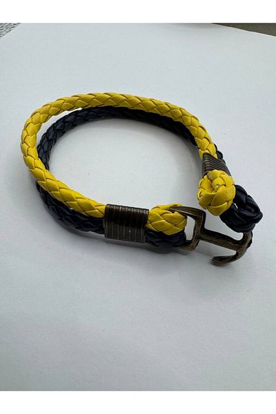 Herşey Nota Yellow Navy Blue Fan Bracelet – Unisex Leather Sports Bracelet Men Women
