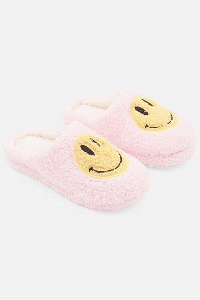 Handcraft Kids Girl Embroidered Smiley Slip On Slippers, Pink
