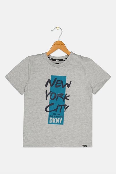 Dkny Kids Boy Crew Neck Short Sleeve Graphic Print T-Shirt, Heather Grey