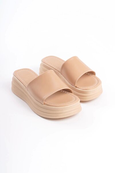 Joy Ayakkabı Alice Flat Heeled Thick and Orthopedic Sole Women's Slippers Ctt - Ten