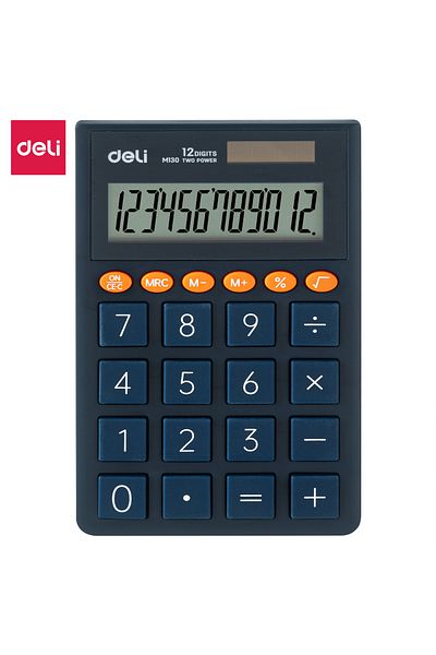 Deli EM130 Portable Calculator 12 digits Blue - ideal for school and office use