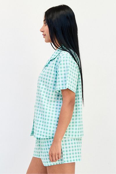 Flora Women 2 Pieces Checkered Woven Sleepwear Set, Multicolor