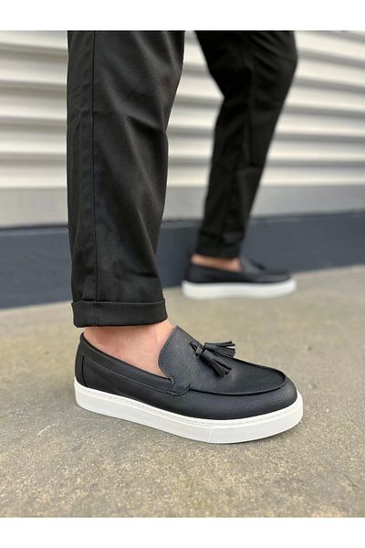 Joy Ayakkabı Komen Jy153 Bloom Laceless Tassel Skin Men's Casual Sports Classic Shoes Cbt - Black