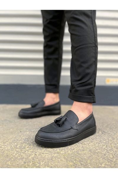 Joy Ayakkabı Komen Jy153 Bloom Laceless Tassel Skin Men's Casual Sports Classic Shoes Cst - Black
