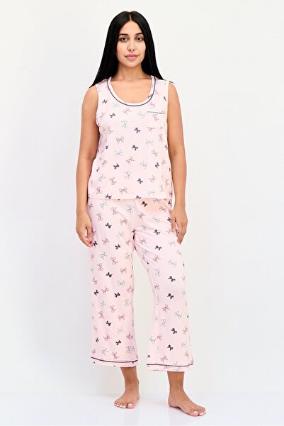 PJ Couture طقم بيجامة نسائي مكون من قطعتين، بلوزة وسروال بدون أكمام، متعدد ال...