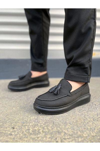 Joy Ayakkabı Komen Jy154 Blaze Laceless Tasseled Linen Men's Casual Sports Classic Shoes Kst - Black