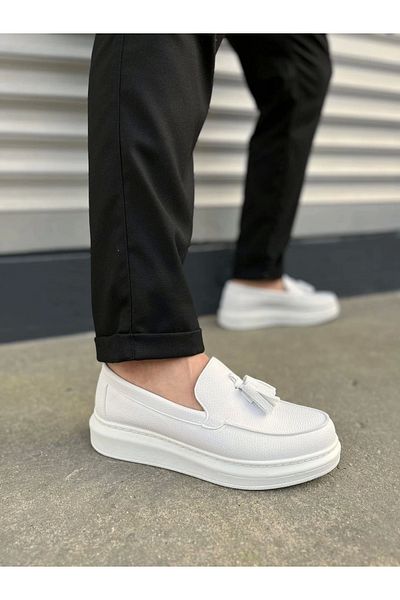 Joy Ayakkabı Komen Jy154 Blaze Laceless Tasseled Skin Men's Casual Sports Classic Shoes Cbt - White