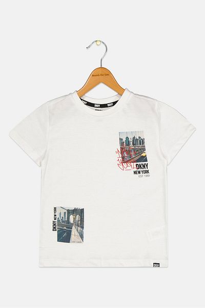 Dkny Kids Boy Crew Neck Short Sleeves Graphic Print T-Shirt, White