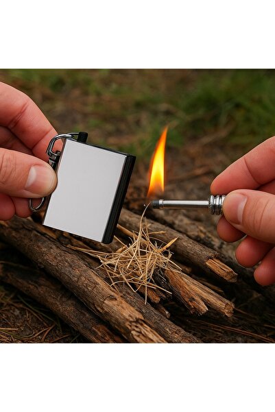 keyfisepet en keyifli sepet Taşınabilir Benzinli Metal Kibrit | Çakmak Tipi Kamp Ateş Başlatıcı - Anahtarlıklı
