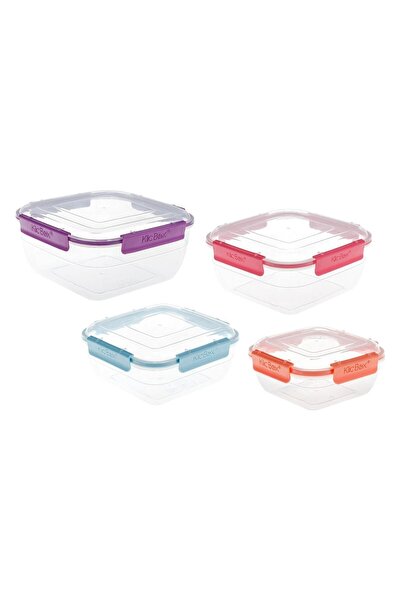 OEM Set 4 Caserole Transparente, Sistem Anticurgere, Fără BPA, 400ml, 800ml, 1450ml, 2350ml