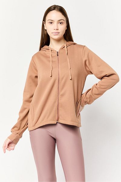 BSP Women Sportswear Fit Long Sleeves Outdoor Hoodie, Tan