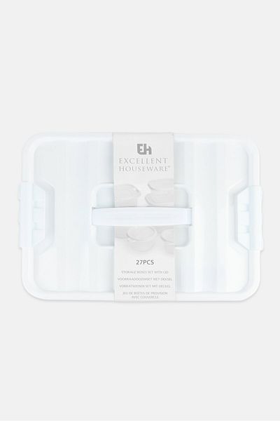 EH Excellent Houseware 27 Pieces Storage Box Set With Lid, White