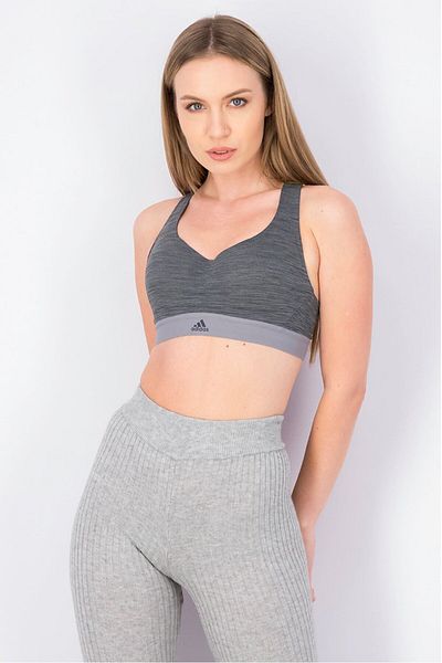 adidas Women Training Climate Racer Padded Bra, Yellow and Grey